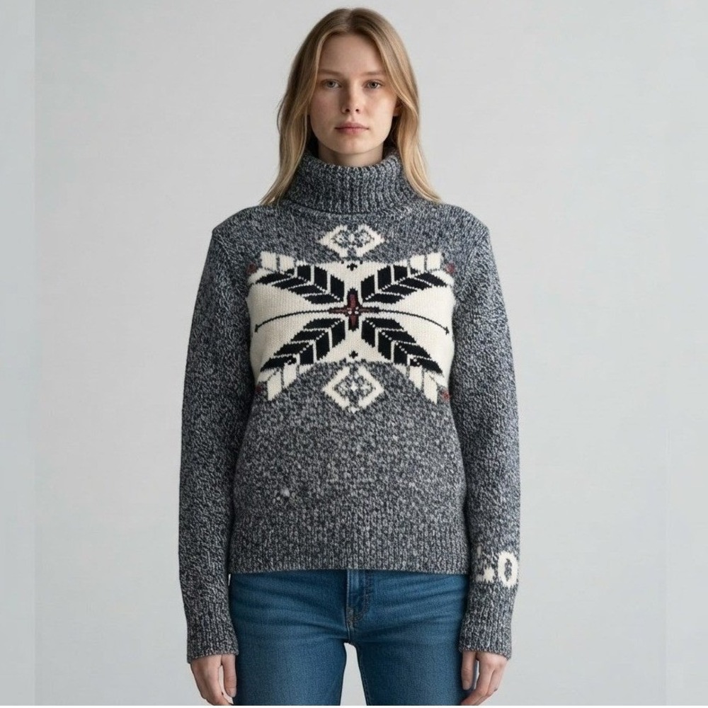 Polo Ralph Lauren Women Snowflake Wool Cashmere Blend Turtleneck Knit Sweater M